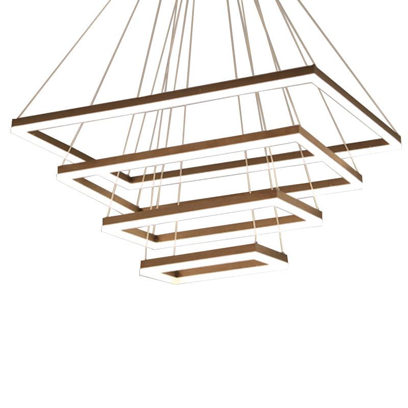 4-Tier Rectangle Acrylic LED Suspension Light Nordic Style Chandelier - Rebooters