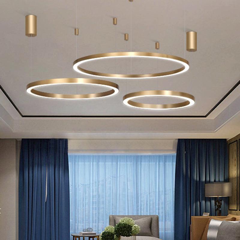 Acrylic Tiered Ring LED Ceiling Lighting Gold Chandelier - Rebooters