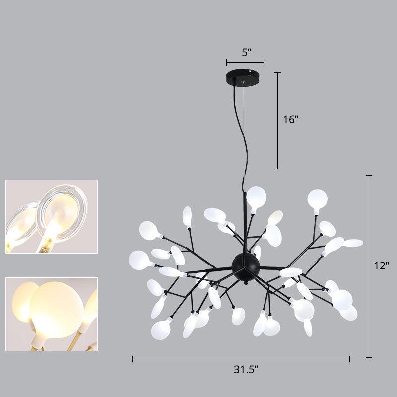 Acrylic Fireflies Hanging Lamp Minimalist Black Finish LED Pendant Chandelier Light - Rebooters