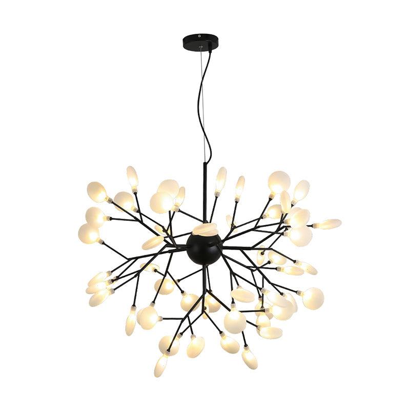 Acrylic Fireflies Hanging Lamp Minimalist Black Finish LED Pendant Chandelier Light - Rebooters