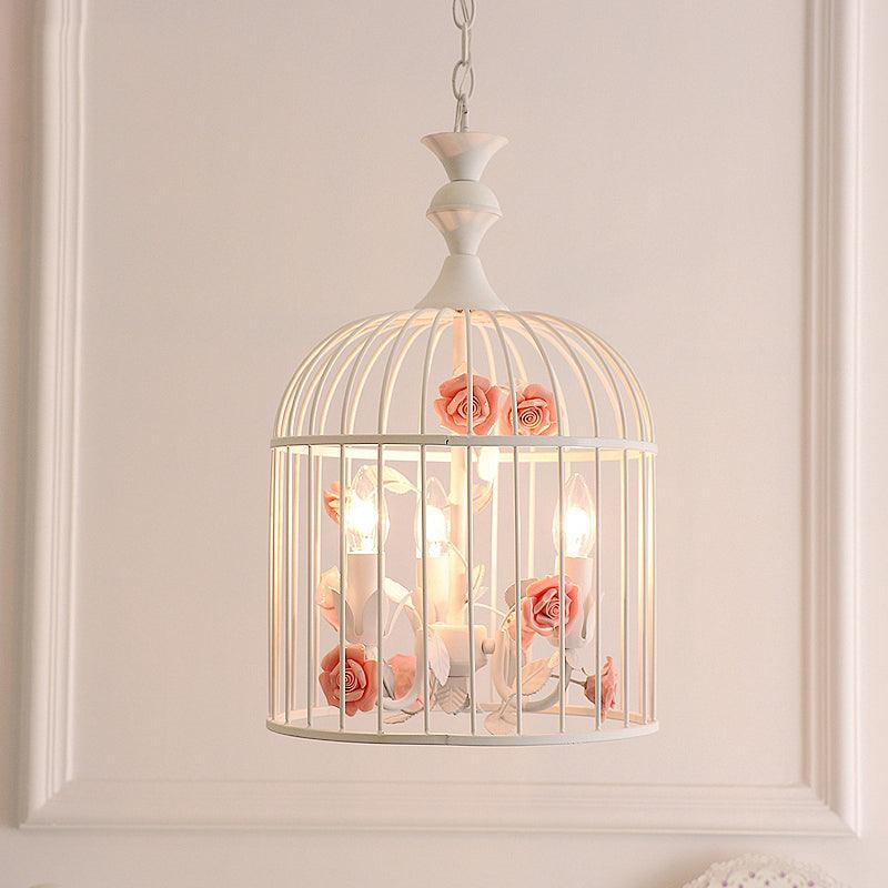 3 Lights Chandelier Light Rustic Birdcage Metal Ceiling Light - Rebooters