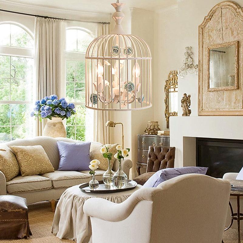 3 Lights Chandelier Light Rustic Birdcage Metal Ceiling Light - Rebooters