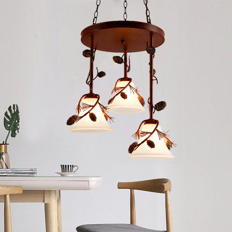Bell Metal Chandelier Light Country 3 Lights Dining Room Pendant - Rebooters