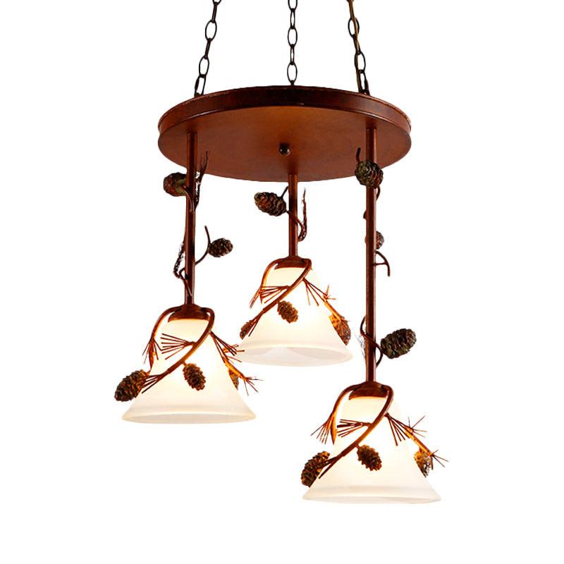 Bell Metal Chandelier Light Country 3 Lights Dining Room Pendant - Rebooters