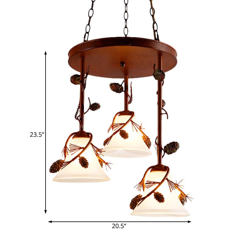 Bell Metal Chandelier Light Country 3 Lights Dining Room Pendant - Rebooters