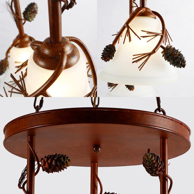Bell Metal Chandelier Light Country 3 Lights Dining Room Pendant - Rebooters
