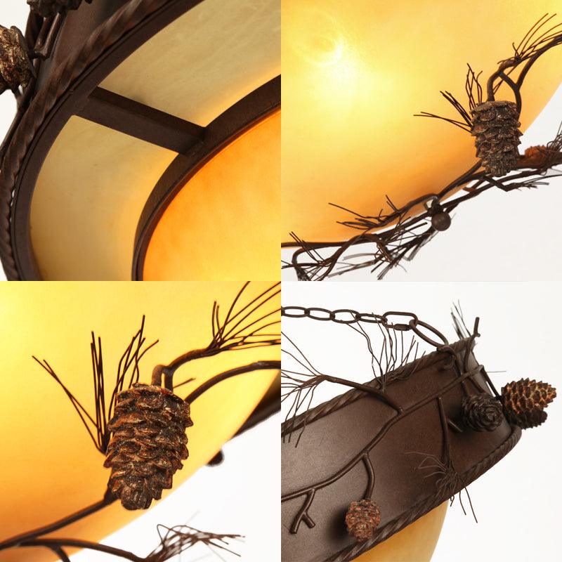 4 Lights Ceiling Light Country Bowl Frosted Glass Chandelier - Rebooters