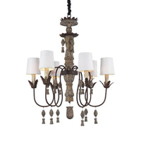 Tapered Fabric Chandelier Lamp Vintage 6 Lights Black Fixture - Rebooters