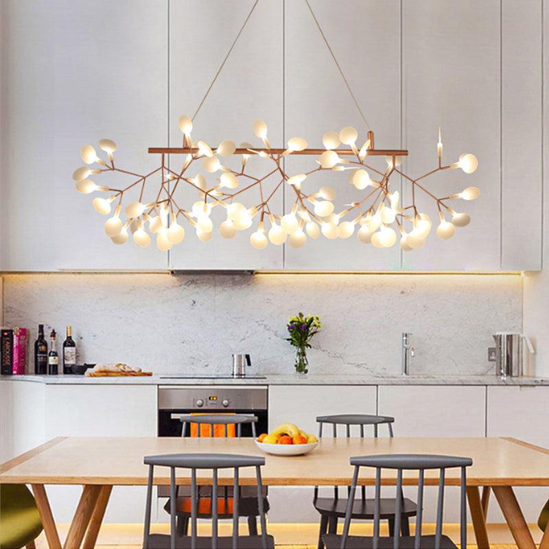 Acrylic Tree Branch Hanging Pendant Light Simple LED Ceiling Chandelier in Rose Gold - Rebooters