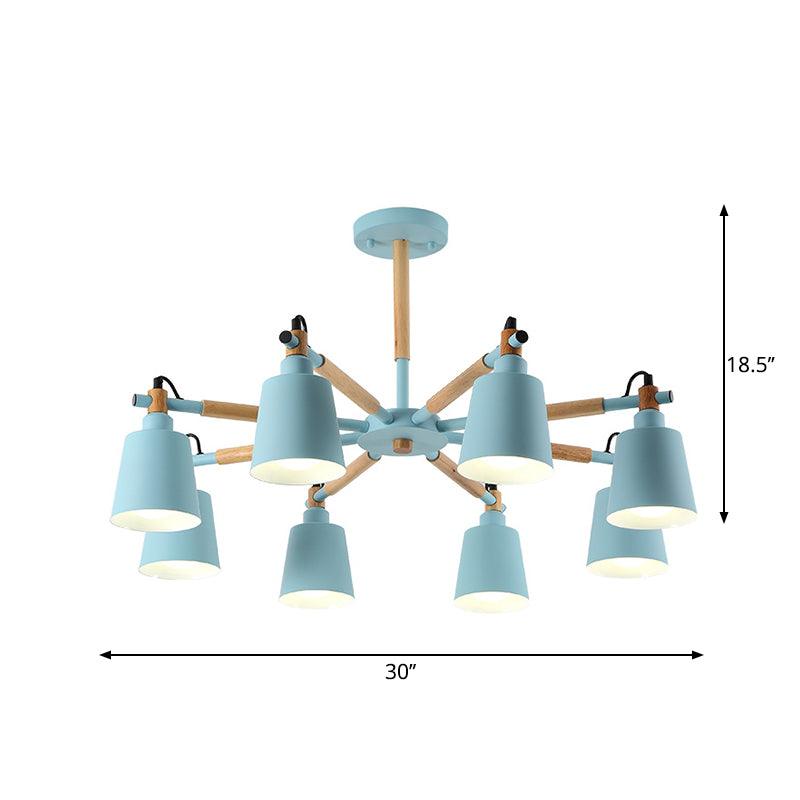 8 Bulbs Living Room Chandelier Macaron Wood Pendant Light - Rebooters