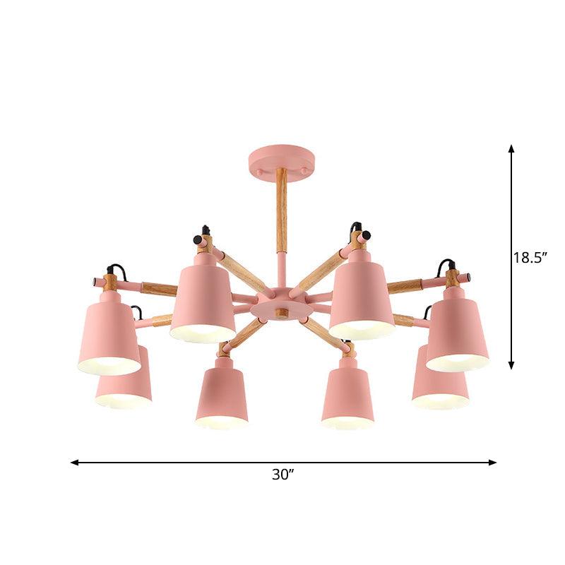 8 Bulbs Living Room Chandelier Macaron Wood Pendant Light - Rebooters