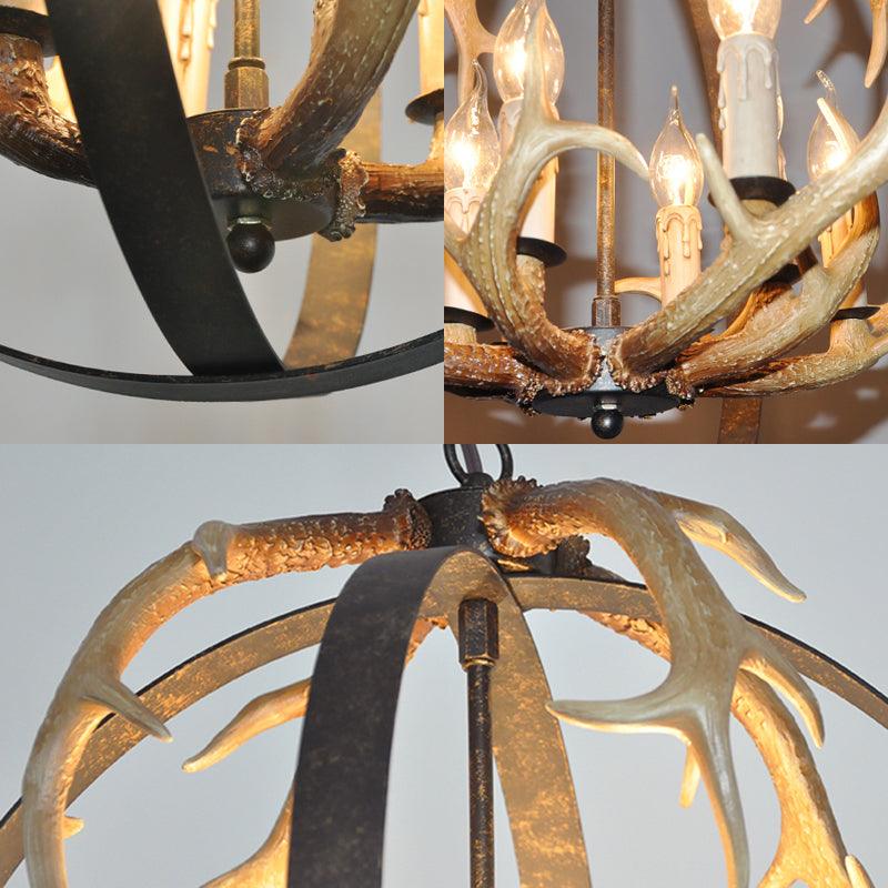 4/8 Lights Metal Chandelier Lighting Vintage Rust Round Fixture - Rebooters