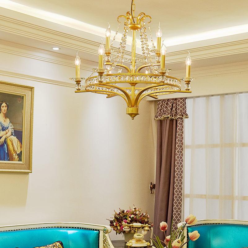 9 Lights Candle Chandelier Lighting Rustic Gold Pendant Lamp - Rebooters