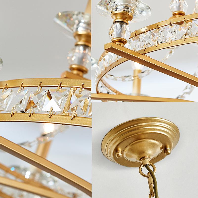 9 Lights Candle Chandelier Lighting Rustic Gold Pendant Lamp - Rebooters