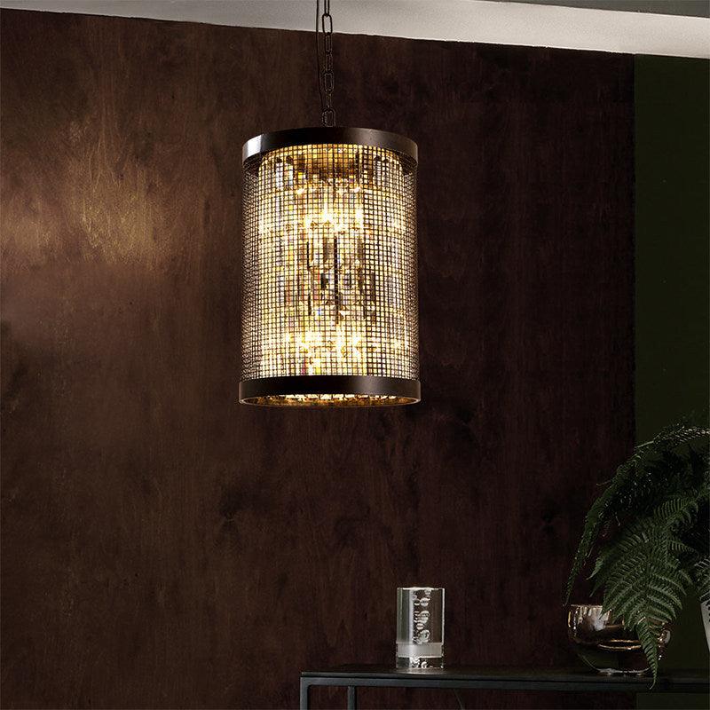 6 Lights Cylinder Chandelier Light Country Black Metal Fixture - Rebooters