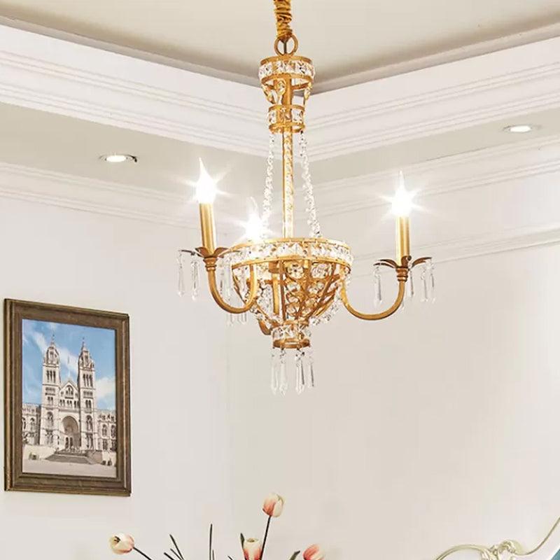 3/9 Bulbs Branch Ceiling Chandelier Rustic Crystal Fixture in Brass - Rebooters