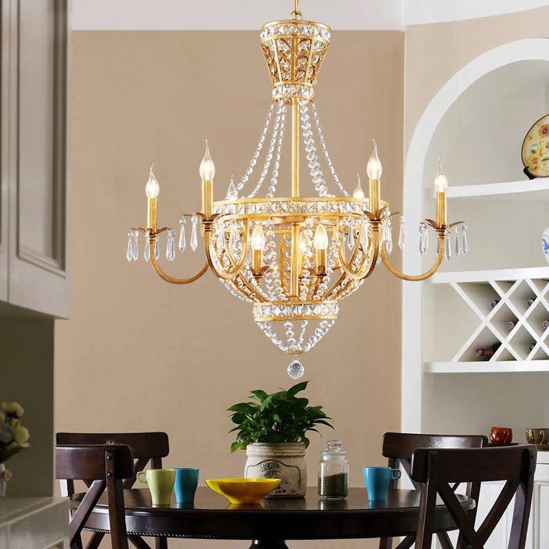 3/9 Bulbs Branch Ceiling Chandelier Rustic Crystal Fixture in Brass - Rebooters