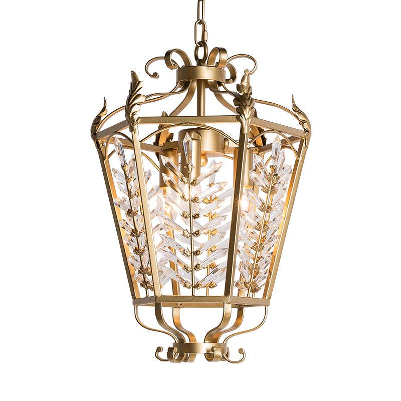 3 Lights Hexagonal Pendant Lighting Rustic Gold Chandelier - Rebooters