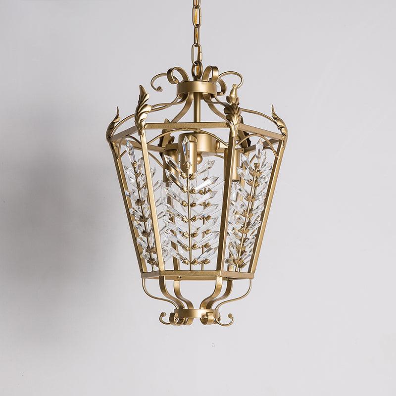 3 Lights Hexagonal Pendant Lighting Rustic Gold Chandelier - Rebooters