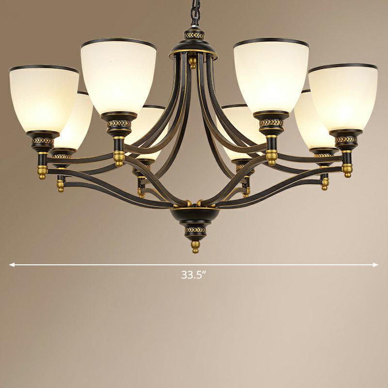 Bell Shaped Chandelier Light Vintage Black Opaline Glass - Rebooters