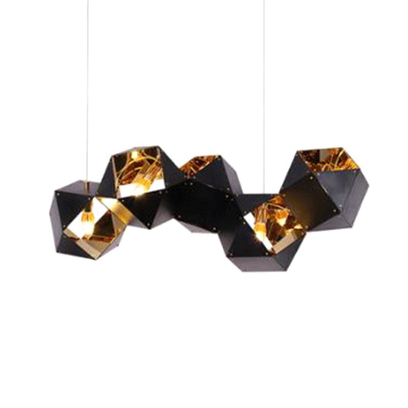 8/12 Heads Multifaceted Metal Chandelier Light Modern Black White Dining Room Pendant Light Fixture - Rebooters