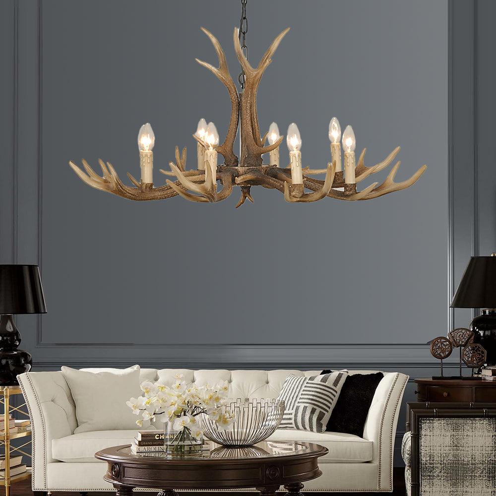4/6/8 Lights Chandelier Lighting Fixture Rustic Candle Resin - Rebooters