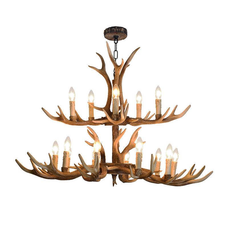 4/6/8 Lights Chandelier Lighting Fixture Rustic Candle Resin - Rebooters