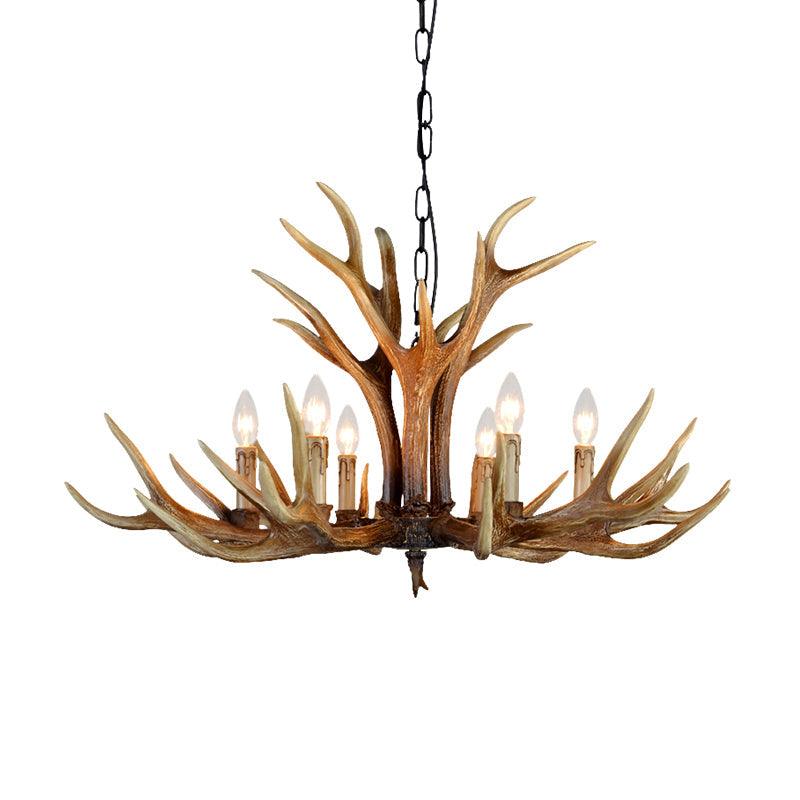 6/8/10 Lights Resin Chandelier Lamp Farmhouse Brown Deer Antler - Rebooters