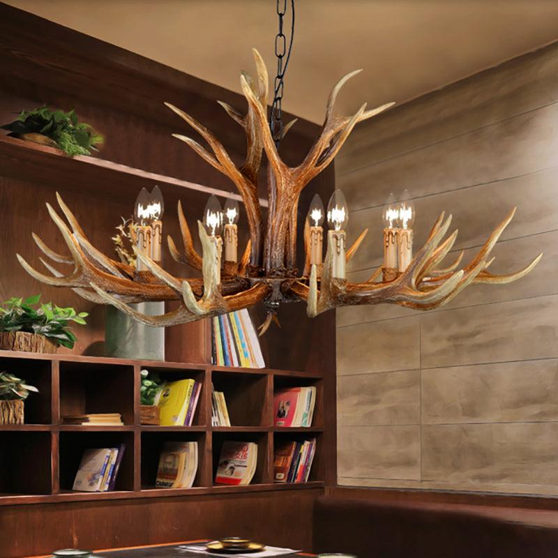 6/8/10 Lights Resin Chandelier Lamp Farmhouse Brown Deer Antler - Rebooters
