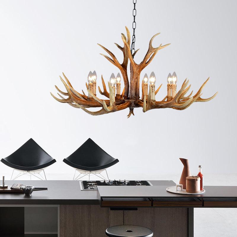 6/8/10 Lights Resin Chandelier Lamp Farmhouse Brown Deer Antler - Rebooters