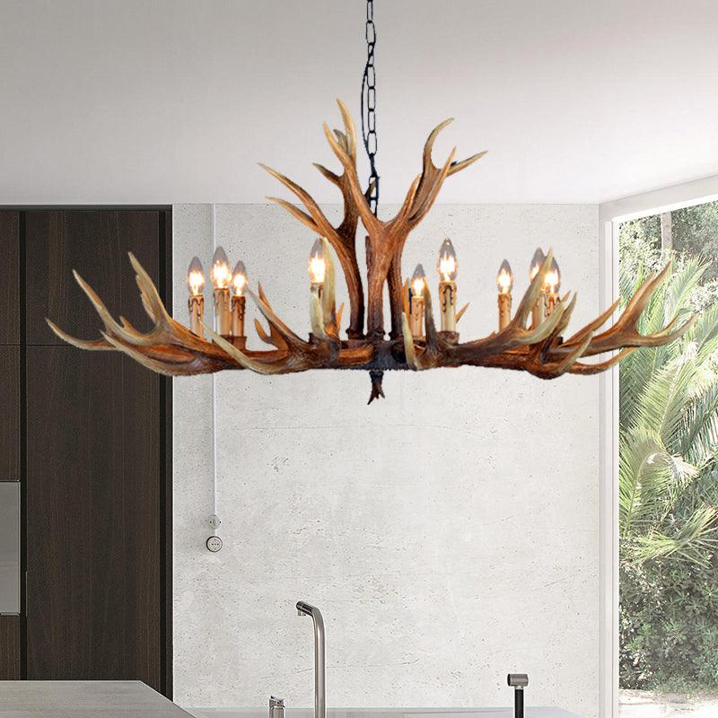 6/8/10 Lights Resin Chandelier Lamp Farmhouse Brown Deer Antler - Rebooters