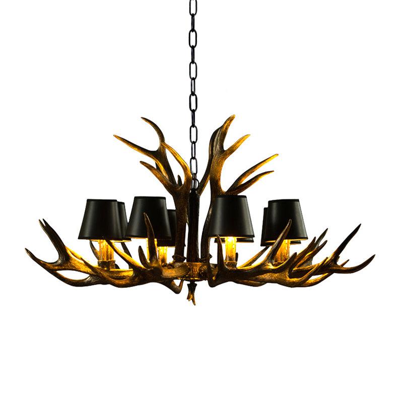 6/8/10-Bulb Resin Suspension Light Rustic Black Chandelier - Rebooters