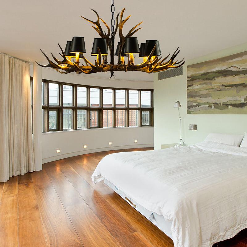 6/8/10-Bulb Resin Suspension Light Rustic Black Chandelier - Rebooters