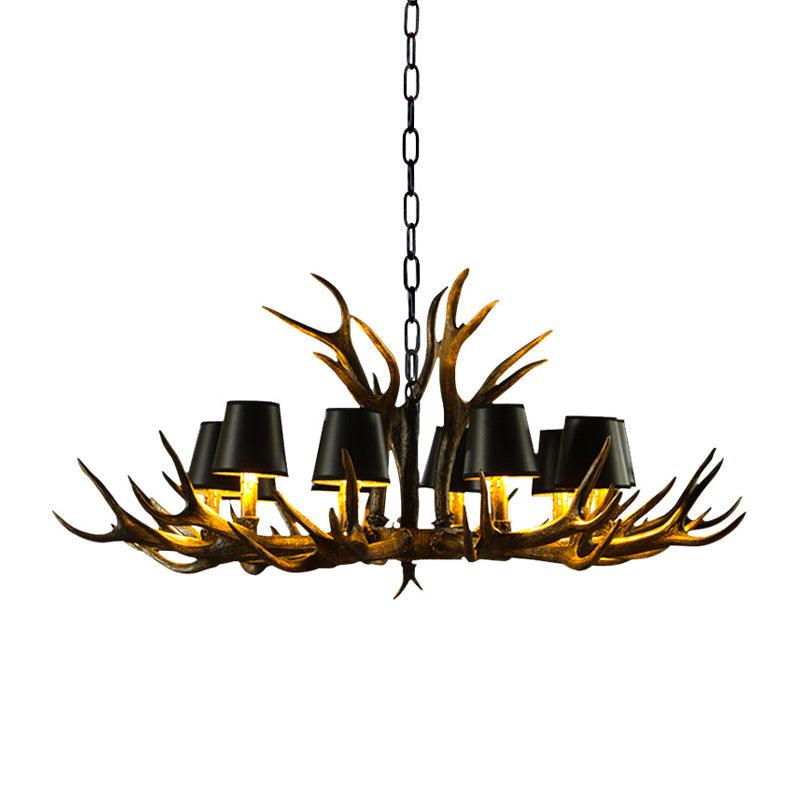 6/8/10-Bulb Resin Suspension Light Rustic Black Chandelier - Rebooters