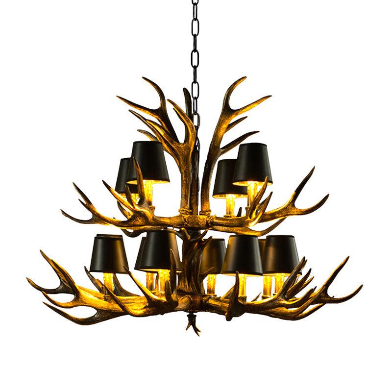 6/8/10-Bulb Resin Suspension Light Rustic Black Chandelier - Rebooters