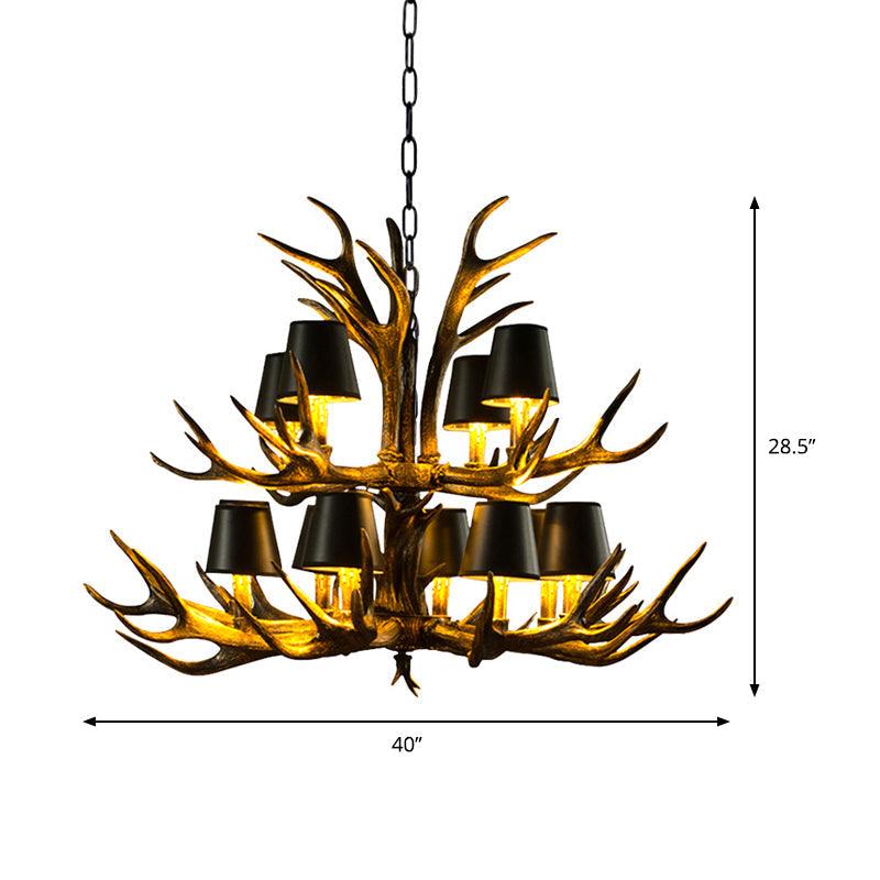 6/8/10-Bulb Resin Suspension Light Rustic Black Chandelier - Rebooters