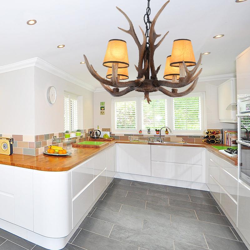 4/6/8-Light Conical Chandelier Light Traditional Brown Resin Pendant - Rebooters