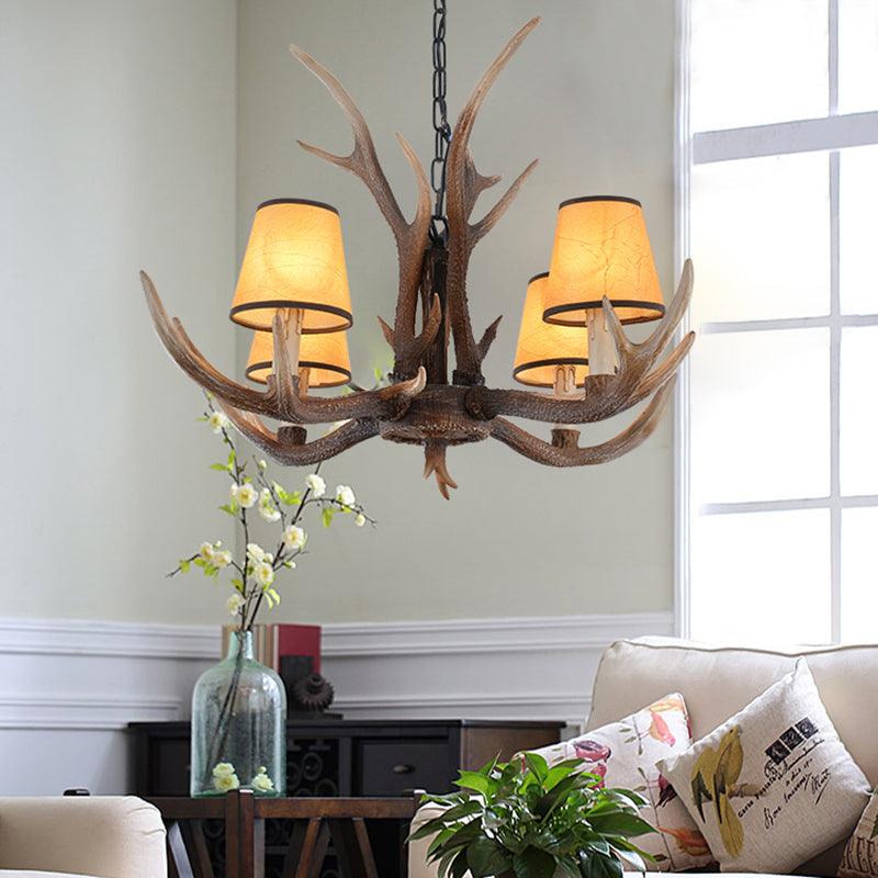 4/6/8-Light Conical Chandelier Light Traditional Brown Resin Pendant - Rebooters