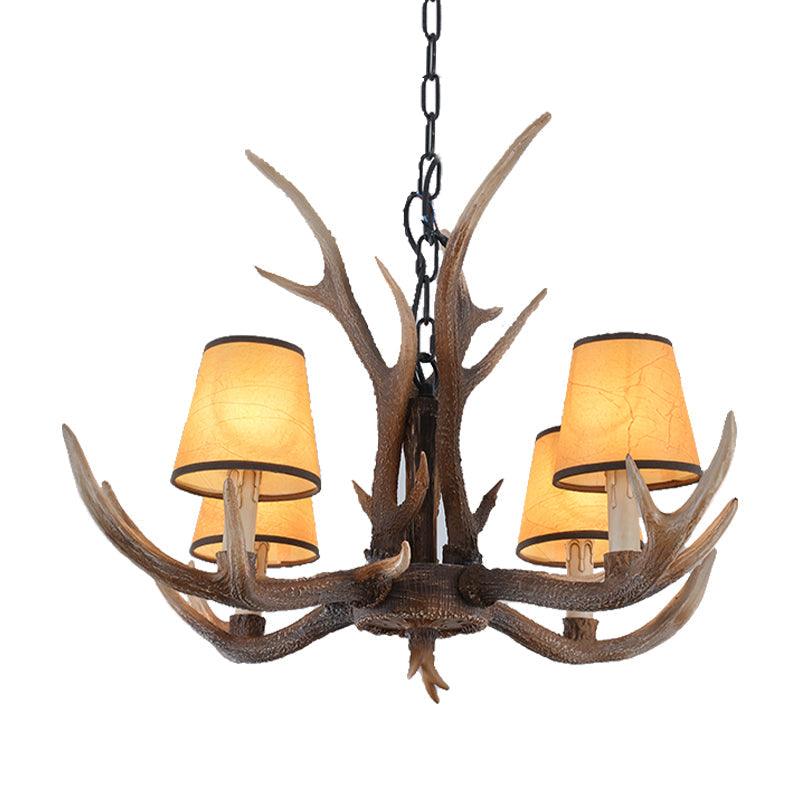 4/6/8-Light Conical Chandelier Light Traditional Brown Resin Pendant - Rebooters