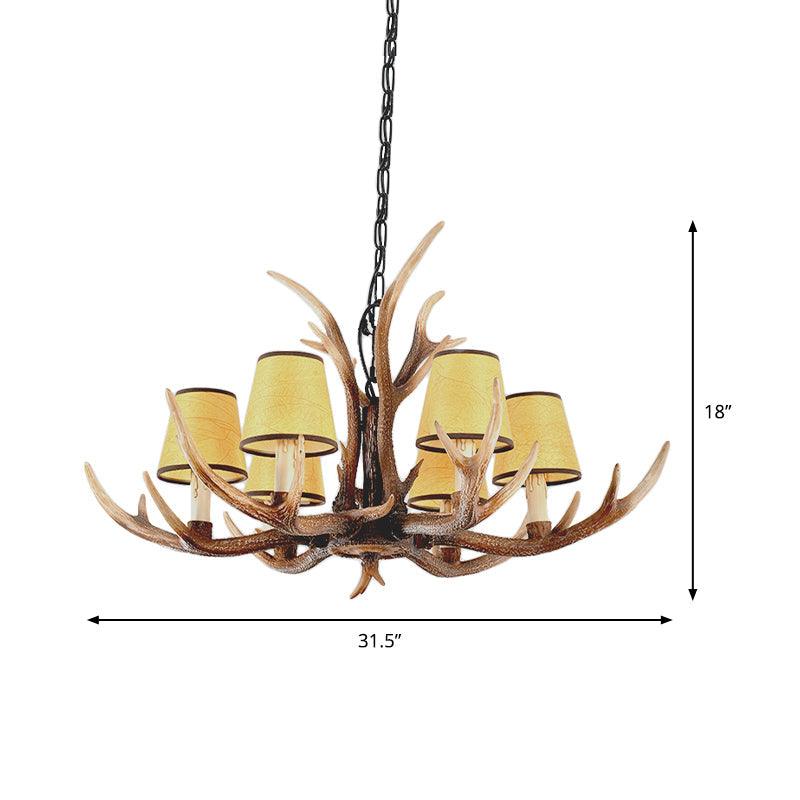 4/6/8-Light Conical Chandelier Light Traditional Brown Resin Pendant - Rebooters