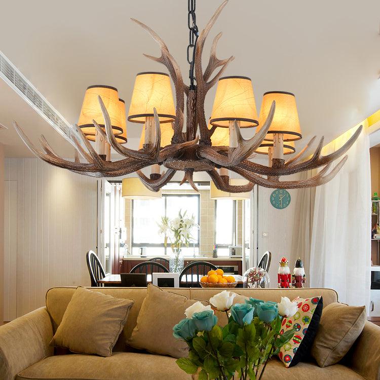 4/6/8-Light Conical Chandelier Light Traditional Brown Resin Pendant - Rebooters