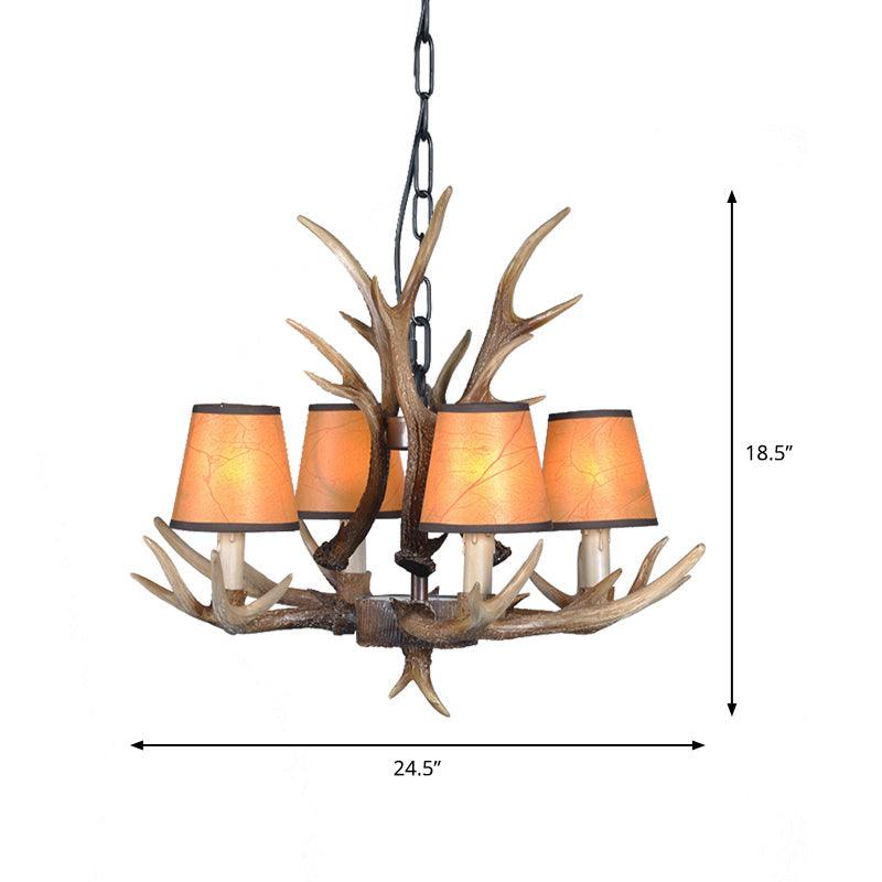 4/6/8 Lights Resin Chandelier Lamp Loft Brown Cone Pendant - Rebooters