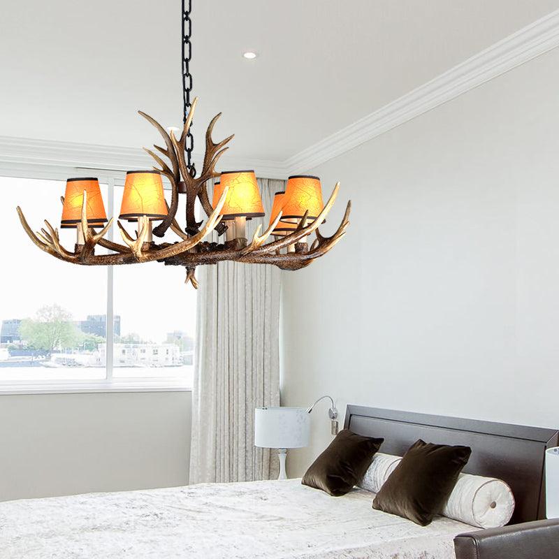 4/6/8 Lights Resin Chandelier Lamp Loft Brown Cone Pendant - Rebooters