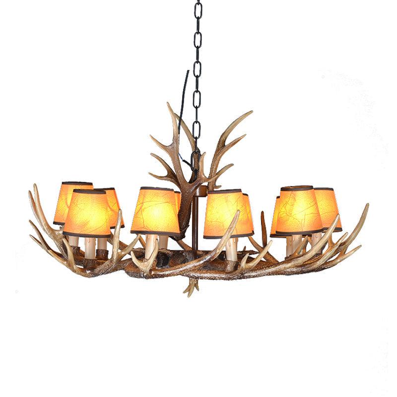 4/6/8 Lights Resin Chandelier Lamp Loft Brown Cone Pendant - Rebooters