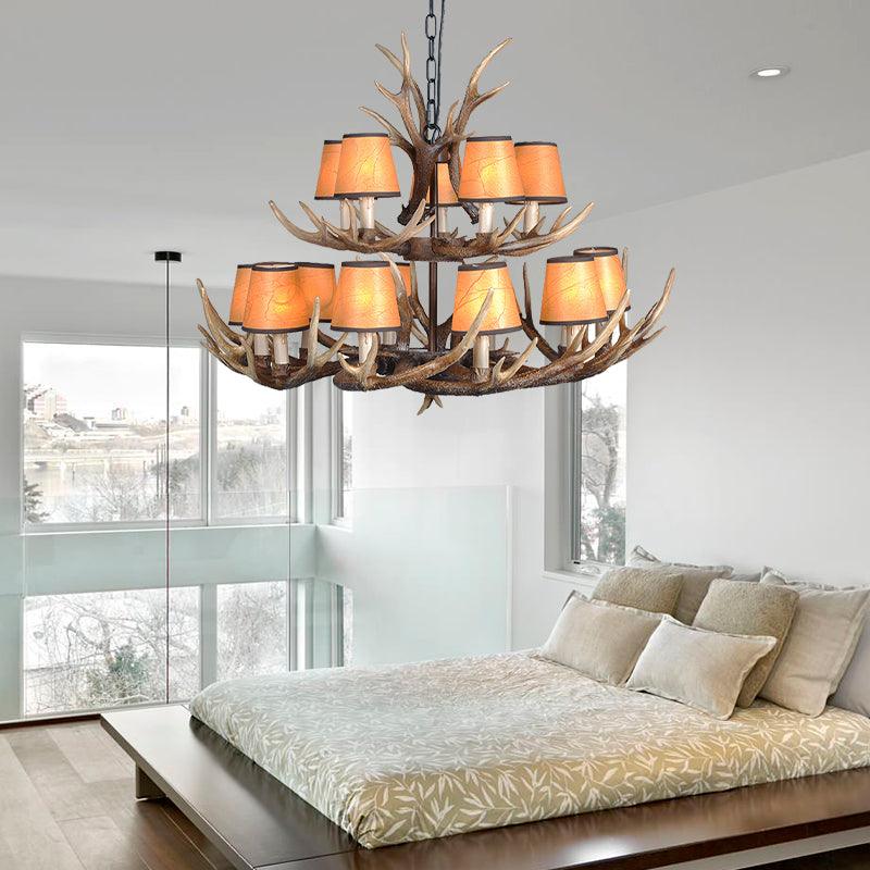 4/6/8 Lights Resin Chandelier Lamp Loft Brown Cone Pendant - Rebooters
