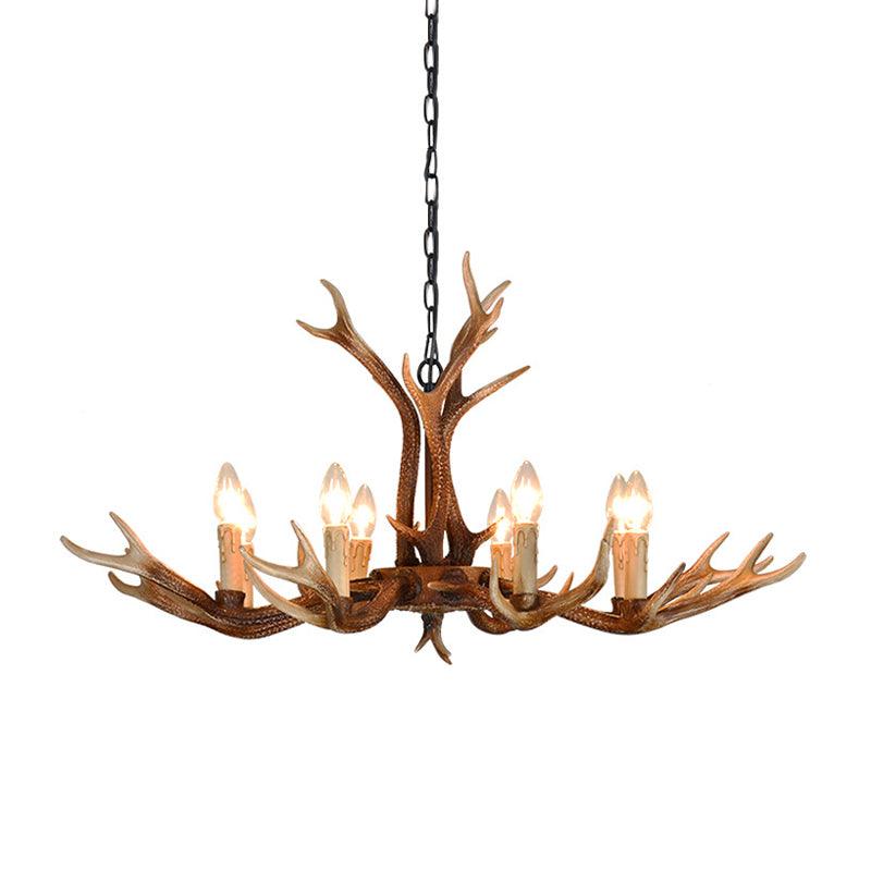 6/8 Lights Antler Ceiling Chandelier Rustic Khaki Resin Light - Rebooters