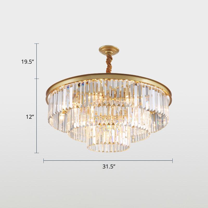3-Ring Crystal Hanging Lamp Simplicity Gold Finish Chandelier - Rebooters