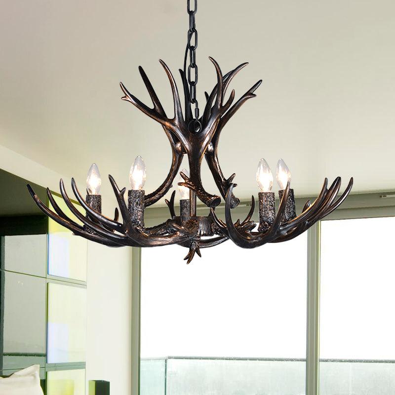 3/5/6 Heads Resin Chandelier Vintage Style Black Candelabra Light - Rebooters