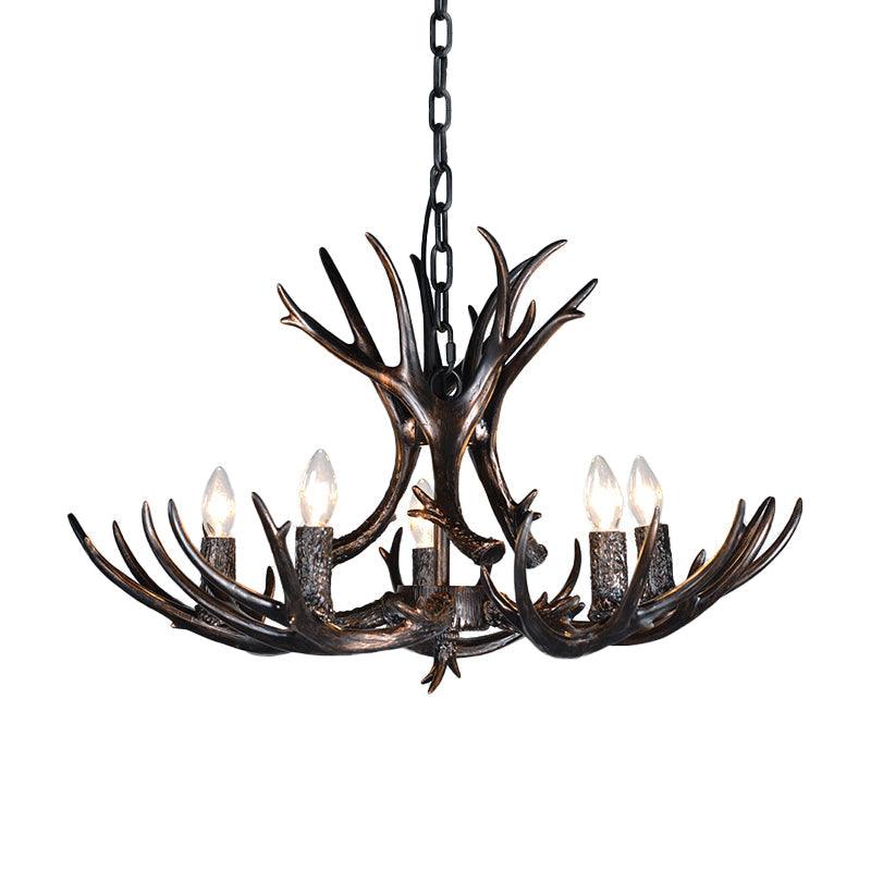3/5/6 Heads Resin Chandelier Vintage Style Black Candelabra Light - Rebooters