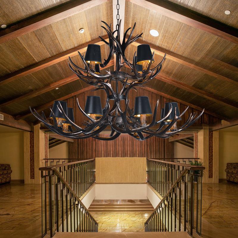 Black 3/6/8 Lights Chandelier Rustic Resin Pendant Lamp - Rebooters